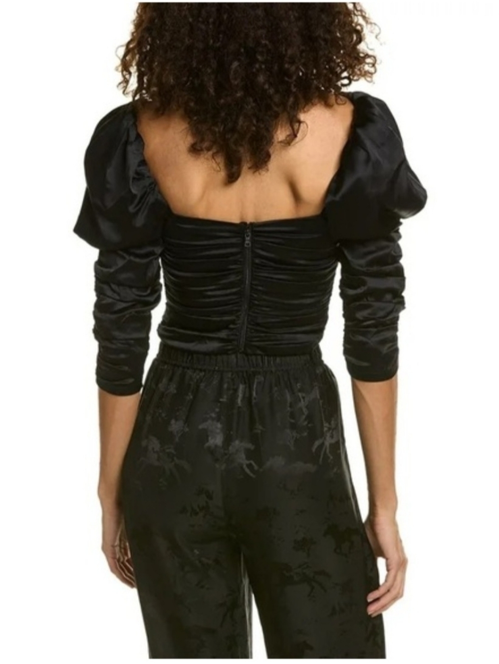 Alice + Olivia Katrice ruched puff-sleeve top size 0 $495 - Picture 10 of 16